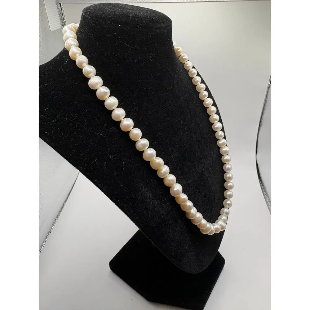 Genuine Cultured Freshwater Pearl Necklace & Earring Sterling Silver Clasp NWT